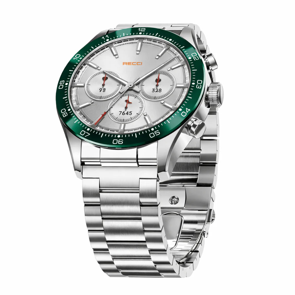 Recci RA43 Smartwatch – 1.32” AMOLED Stainless Steel Round Display