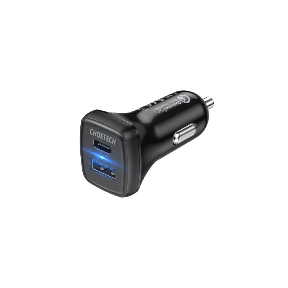 Choetech PD 20W Dual-Port Car Charger - Black
