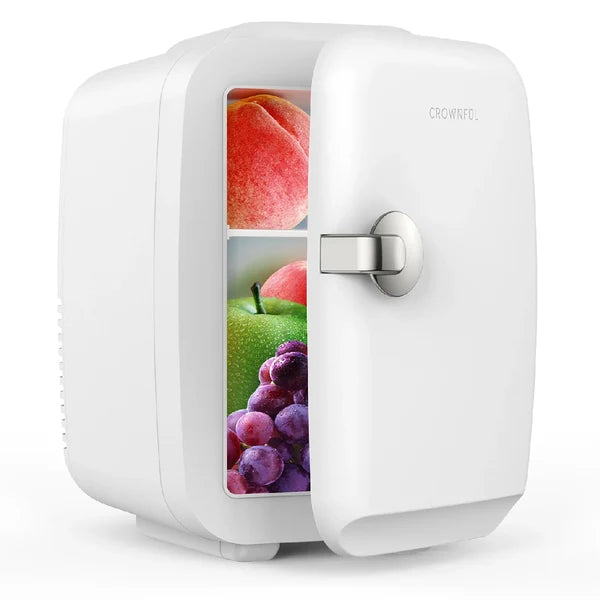 Crownful  Mini Fridge 4 Liter/6 Can Portable Cooler and Warmer Personal Fridge - White - CF-PC01