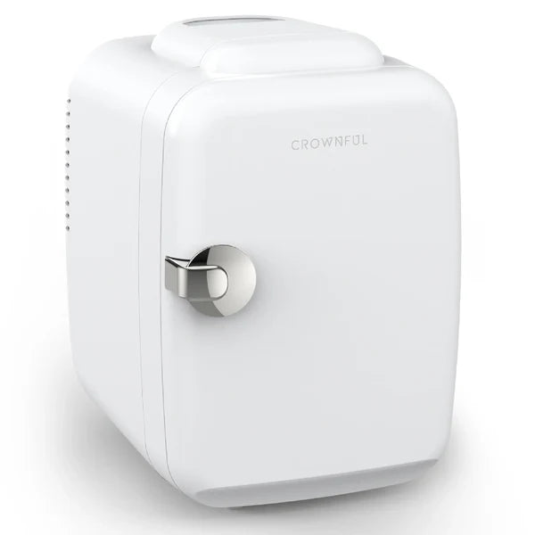 Crownful  Mini Fridge 4 Liter/6 Can Portable Cooler and Warmer Personal Fridge - White - CF-PC01