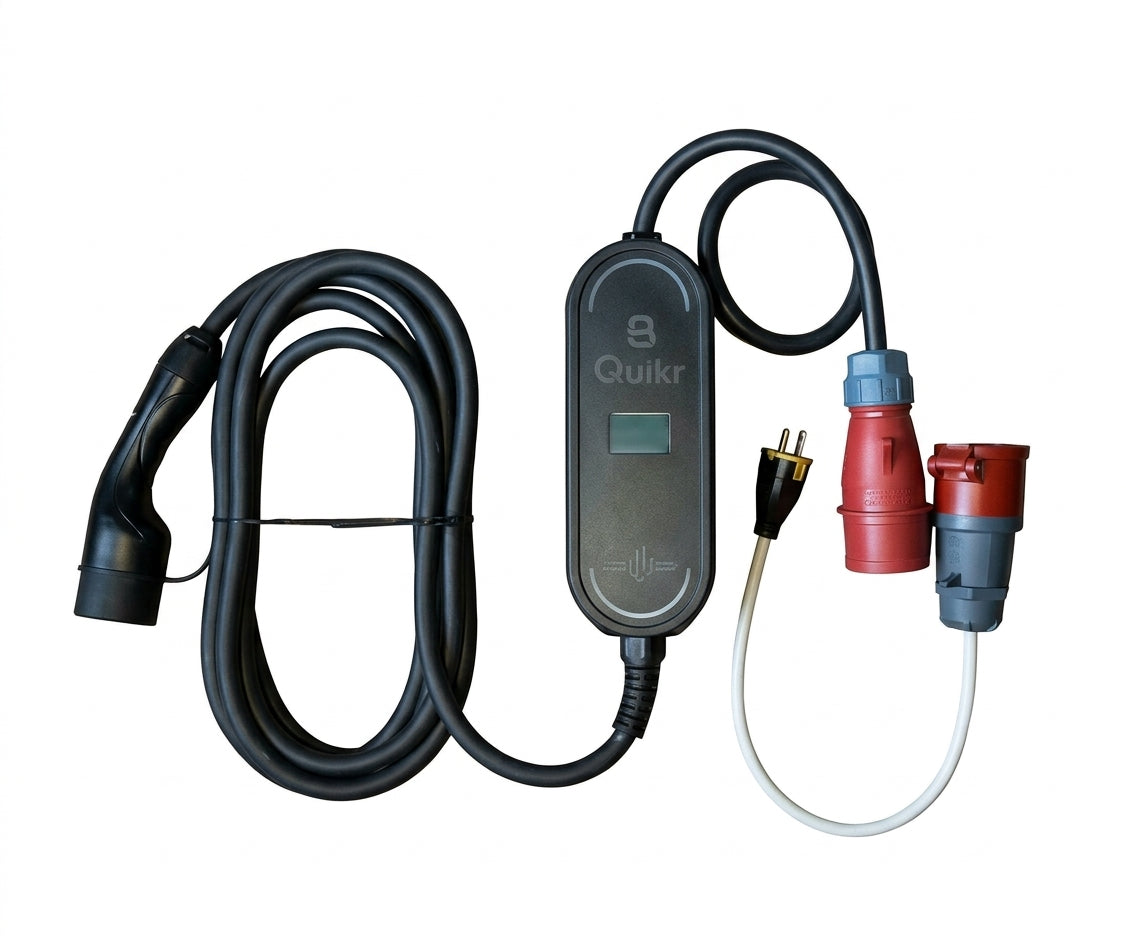 Quikr Smart Portable Charger 2-in-1, 22 kw, Type 2, 6m Cable (2-Years Warranty)