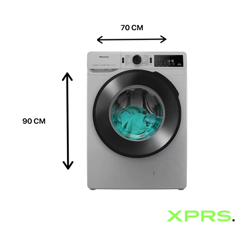 Hisense Front Load Washing Machine 10KG, Inverter Technology, Full Automatic, Silver – WF3V1042BSEG dimensions