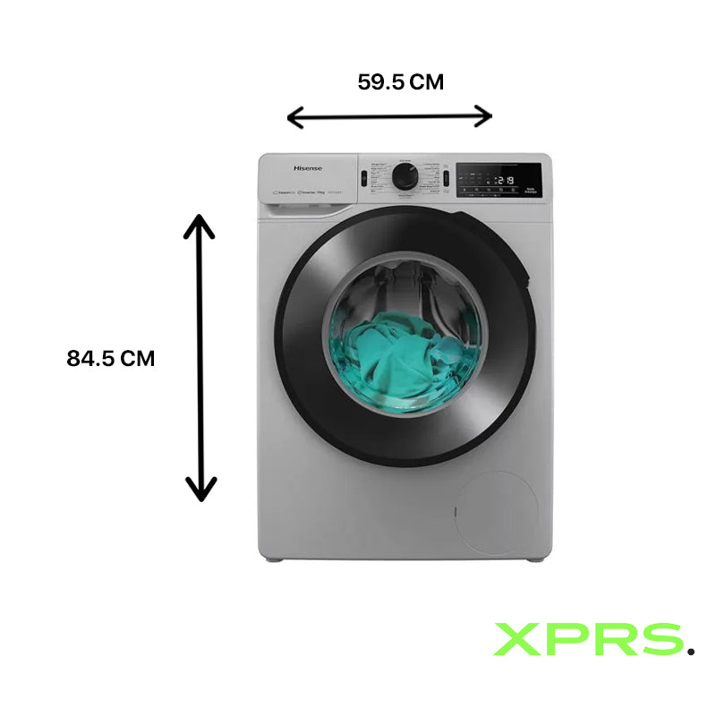 Hisense Front Load Washing Machine 7KG, Inverter Technology, Full Automatic, Silver – WF3V7042BSSEG dimensions