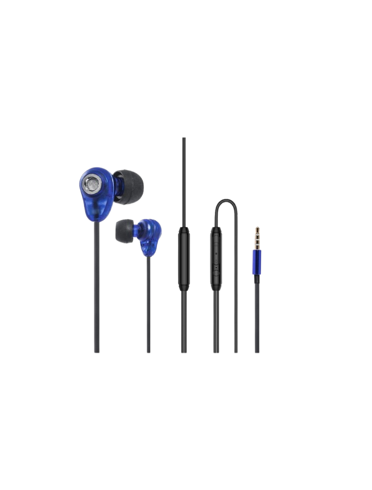 L'avvento earphone HP66L with Mic 3.5mm Volume Control - Blue