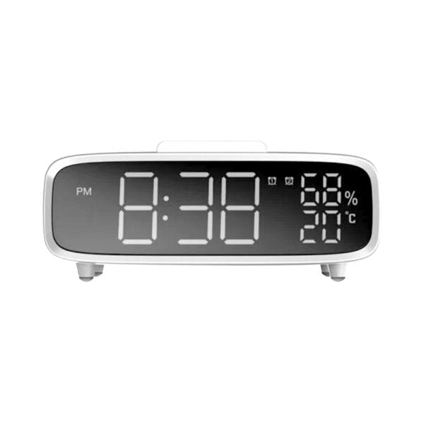 Momax Q.Clock 5 (QC5) Digital Clock With Wireless Charger - White