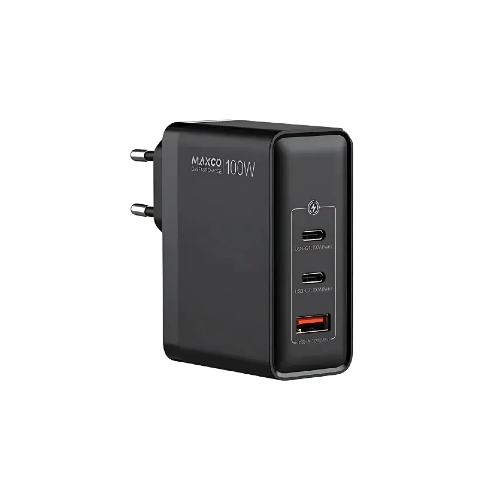 Maxco MC16E GaN Fast Charger PD 100W 3-Ports EU Plug Design Standard - Black