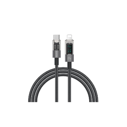 Maxco MS03CL Braided Cable 27W Type-c to Lightning with Digital Display 200CM - Black Gray
