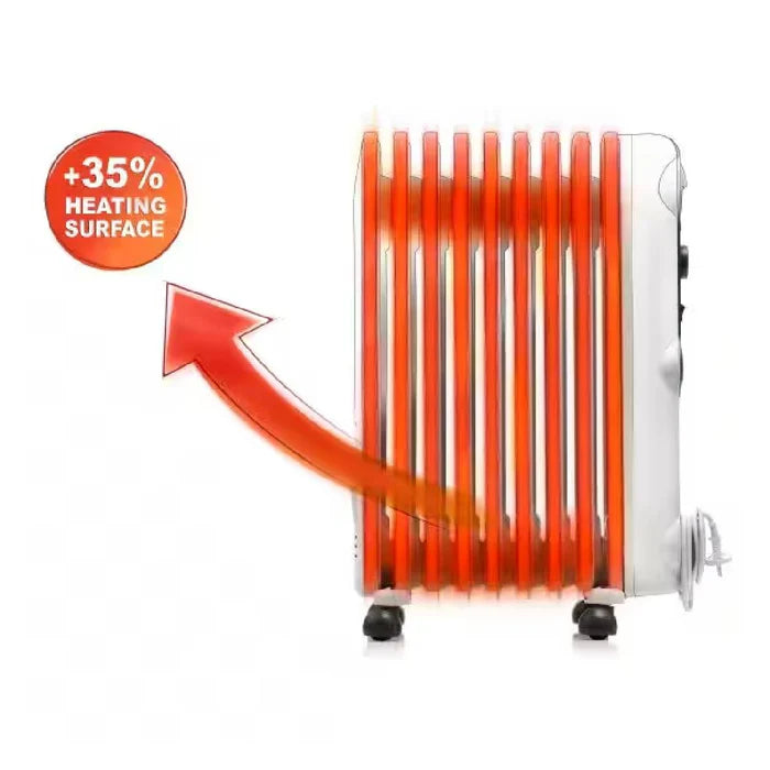 Delonghi 9 Fins Oil filled Radiator, 2000W - White - TRRS0920