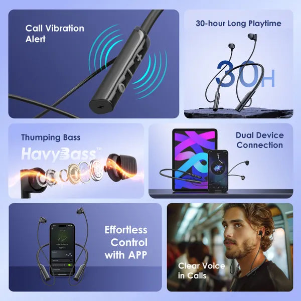 oraimo Necklace Lite Wireless Headphones Call Vibration Feature oraimo Necklace Lite Wireless Headphones Call Vibration Feature