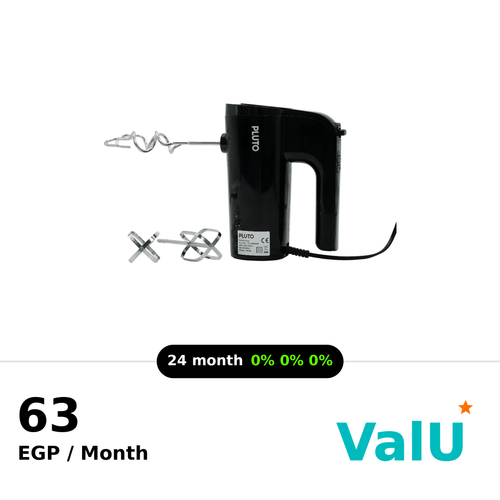 Pluto Hand Mixer 500W - 5 Speeds with Turbo - Black - Stand-in Design - PL-HM5005