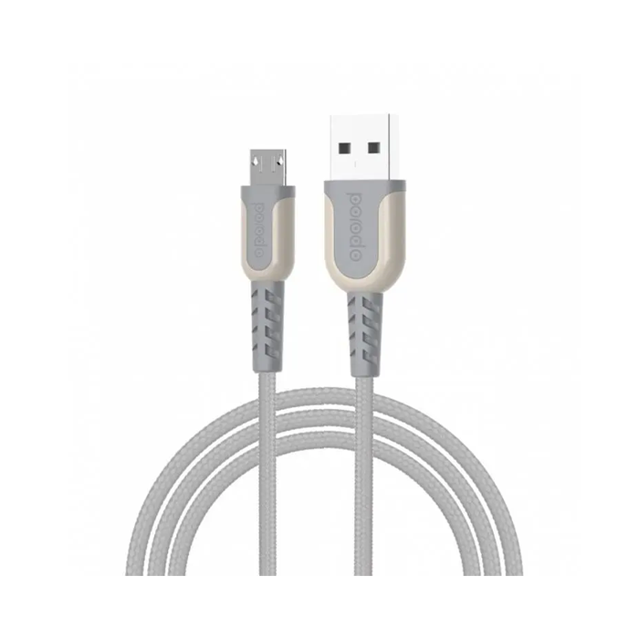 <tc>كابل Micro USB مضفر معدني من Porodo PD-MMETRP24-GY (2.4 متر) - رمادي</tc>