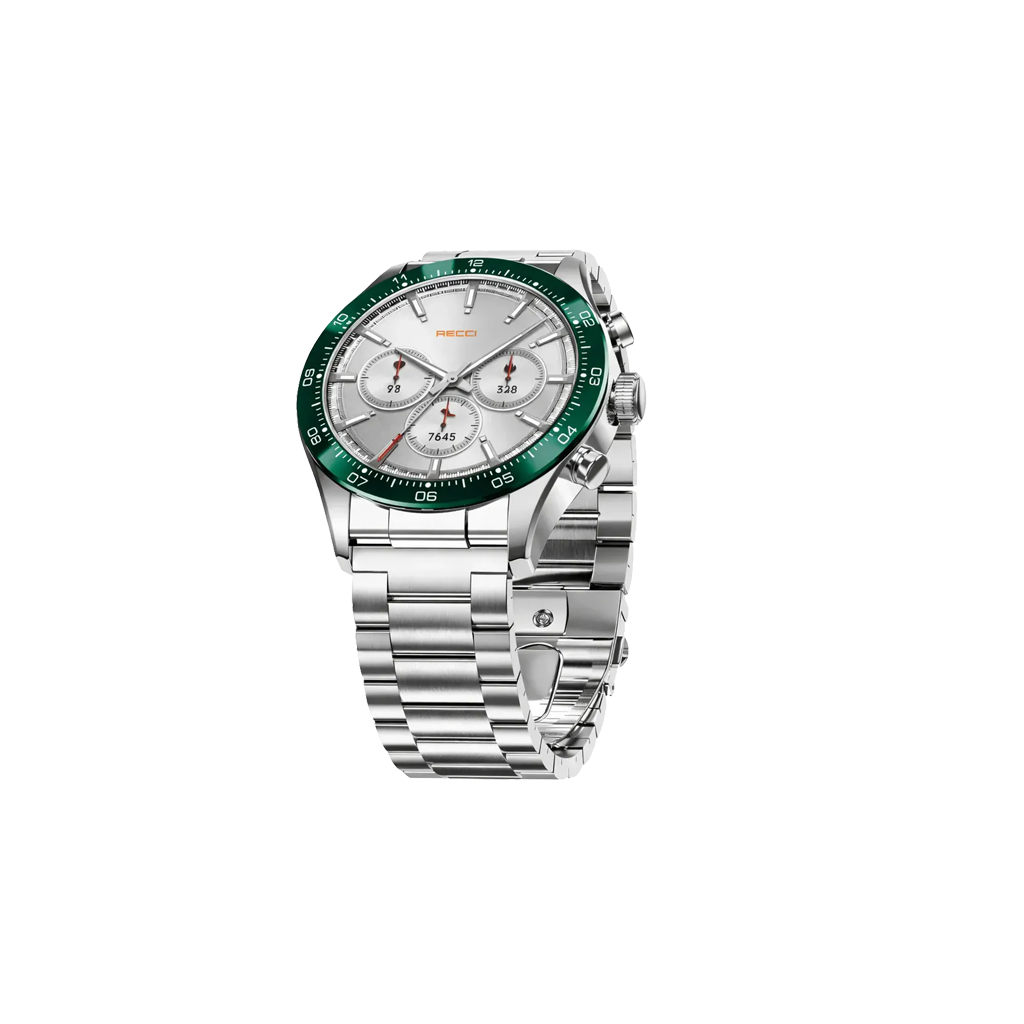 Recci RA43 Smartwatch – 1.32” AMOLED Stainless Steel Round Display