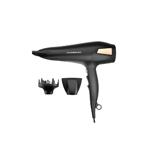 Rush Brush D2 Pro 2500W, Professional Hair Dryer with Removable Air Filter - Black