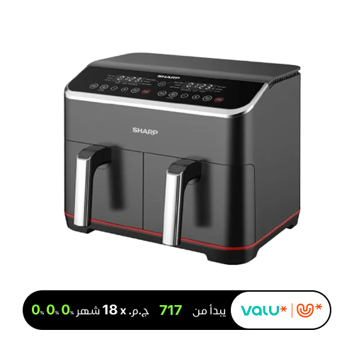 SHARP Air Fryer Dual Cook 1800 Watt 8 Liter Electronic Touch Screen Glass Panel Stainless KF-DF80RT-EK2