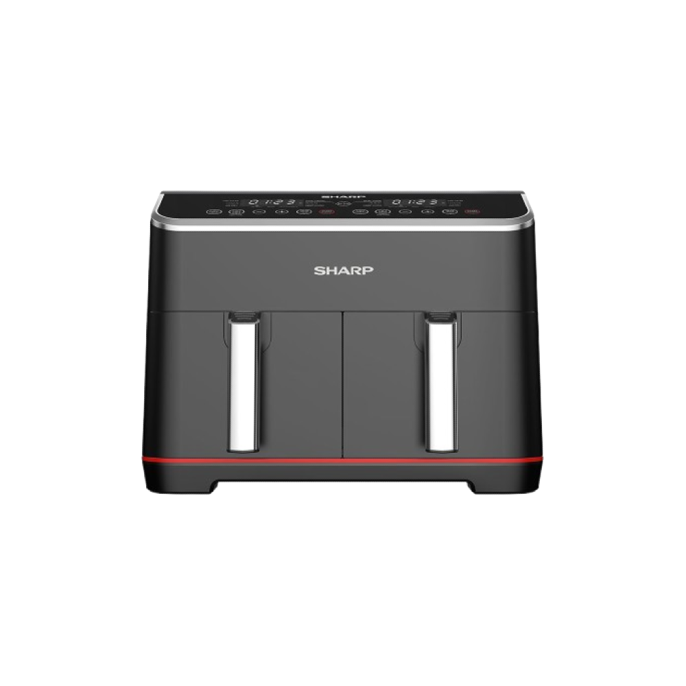SHARP Air Fryer Dual Cook 1800 Watt 8 Liter Electronic Touch Screen Glass Panel Stainless KF-DF80RT-EK2 xprs 0