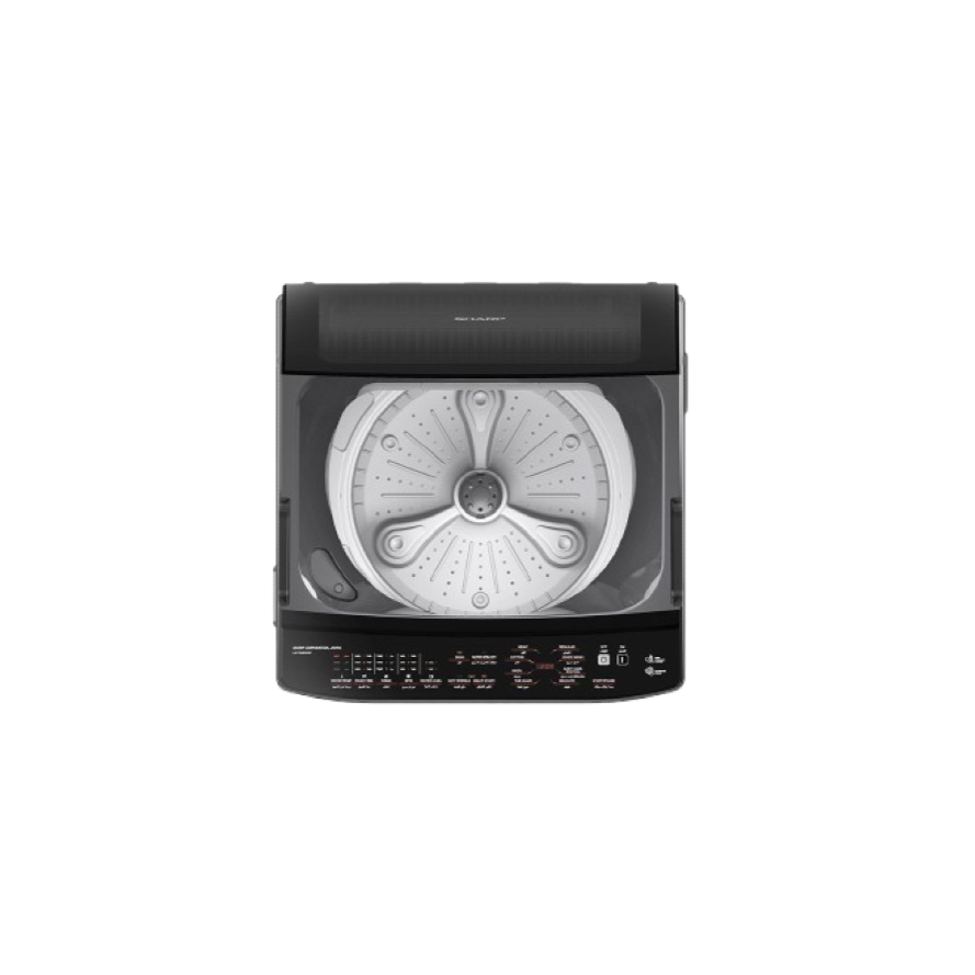 SHARP Washing Machine 9 Kg Top Loading With Drain Pump, Dark Silver/Black ES-TN09GDSP xprs 1