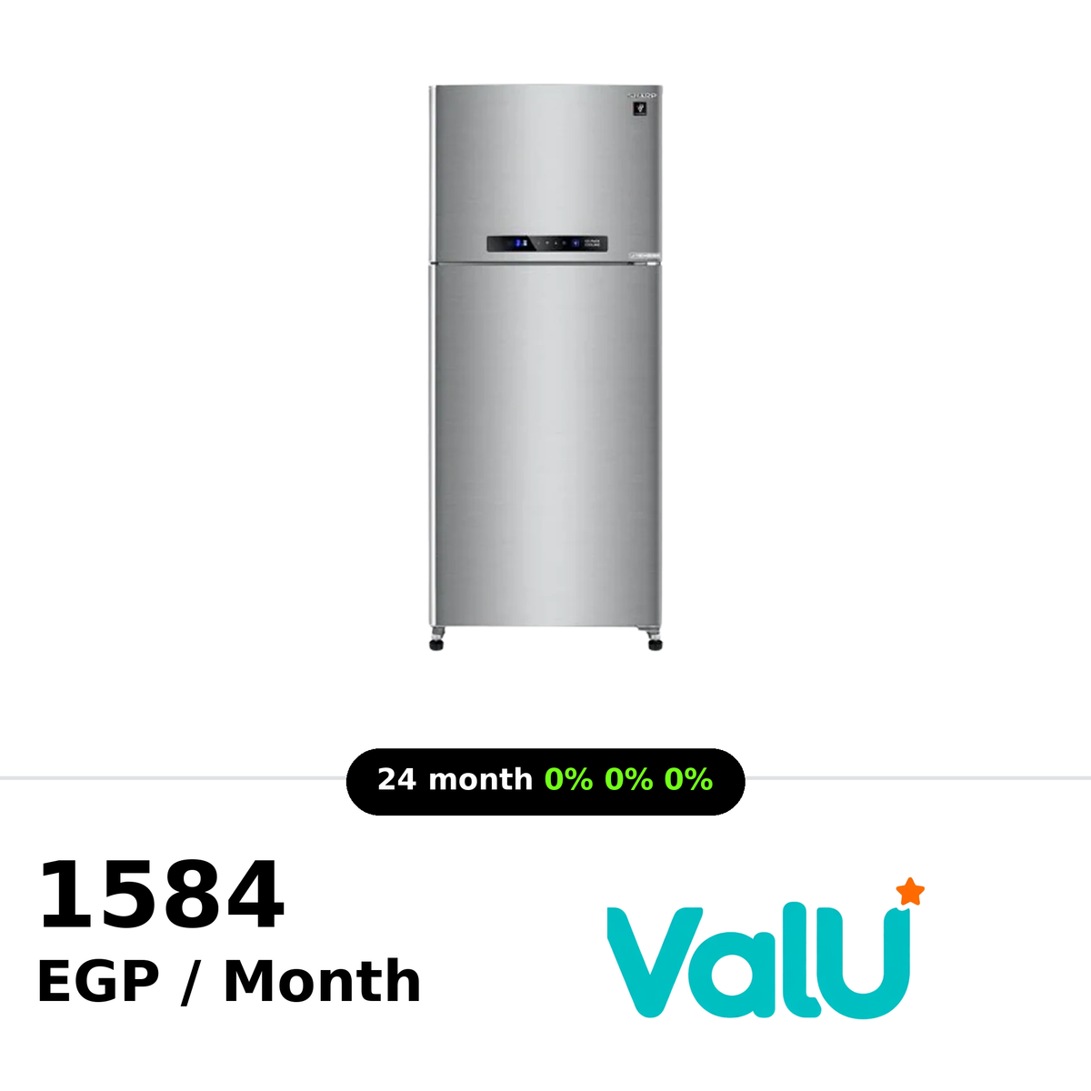 Sharp Refrigerator 385 Liter, No Frost, Inverter, Digital Touch Screen - Stainless - SJ-PV48G-DST