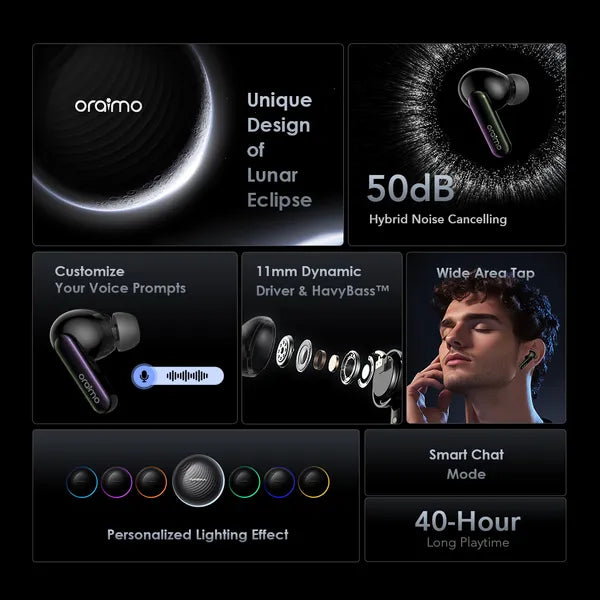 <tc>سماعات أورايمو SpaceBuds لاسلكية بالكامل بتقنية إلغاء الضوضاء  (Hybrid ANC) مع أوامر صوتية مخصصة</tc>