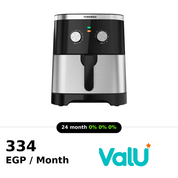 Tornado Air Fryer 1800W 8Liter Manual Control - Stainless x Black - TFE-A1808MS1A