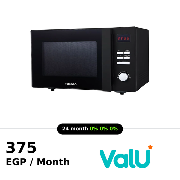 Tornado Solo Microwave, 900 Watt, 25 Liter, Large LED Display - Black - TMD-25SE-BK