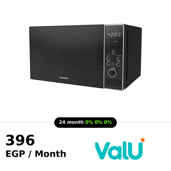 Tornado Microwave Solo 25Liter 900W 8 Menus - Black - TMDS-25EL-BKS