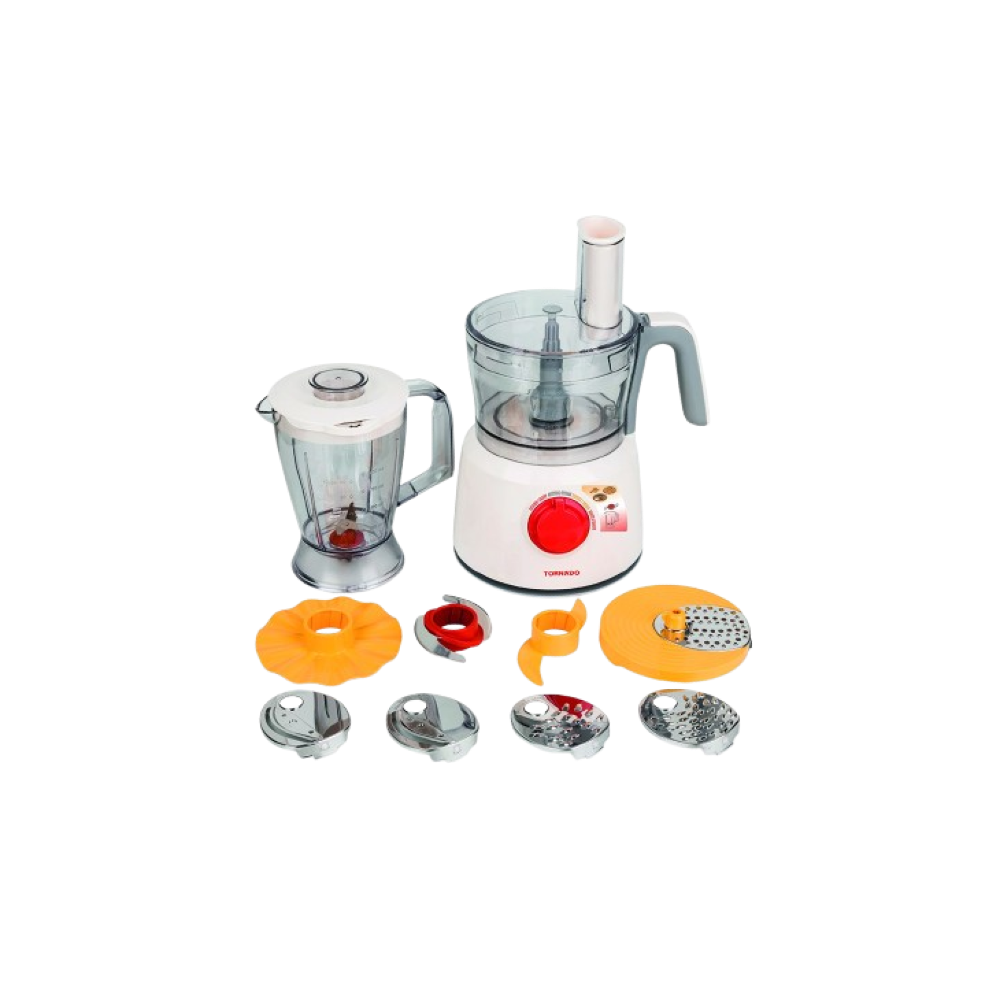 TORNADO Food Processor 1000-Watt 1.2 Liter Bowl 1 Liter Blender White TFP-1000CC
