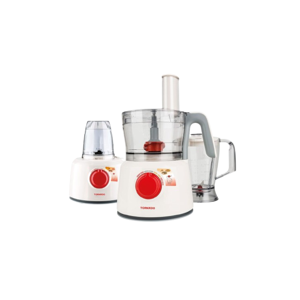 TORNADO Food Processor 1000-Watt 1.2 Liter Bowl 1 Liter Blender White TFP-1000CC xprs 