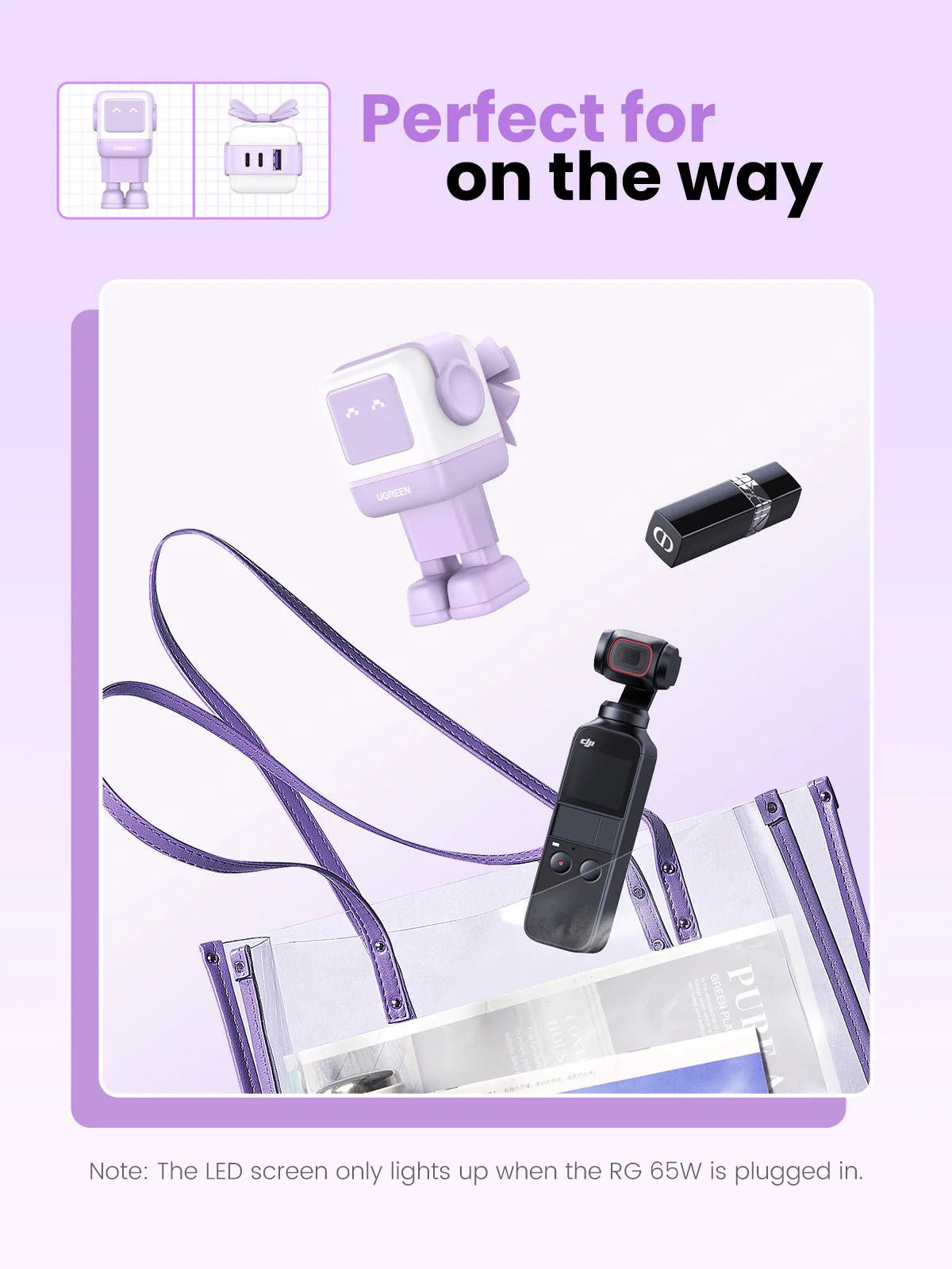 Ugreen Nexode  RG 3-Port Gan Fast Charger  65w (CD361)- Rose xprs 2