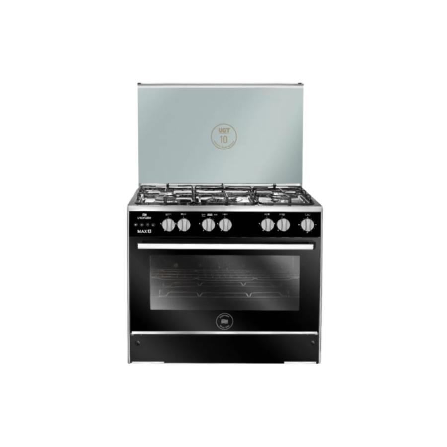 Unionaire Max Gas Cooker, 5 Burners, 60*80 cm with Fan, Stainless Steel C68SS-GC-447-FD-SO-M13-2W-AL xprs 
