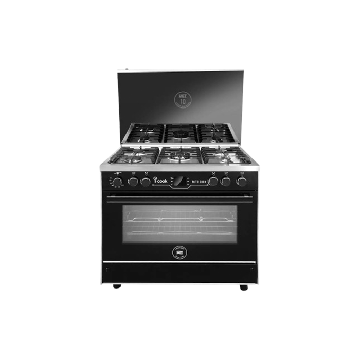 Unionaire iCook Gas Cooker, 5 Burners, 90 x 60cm, Full Safety, Stainless & Black - C69SS-GC-511-ICPS2F-IS-2W-AL