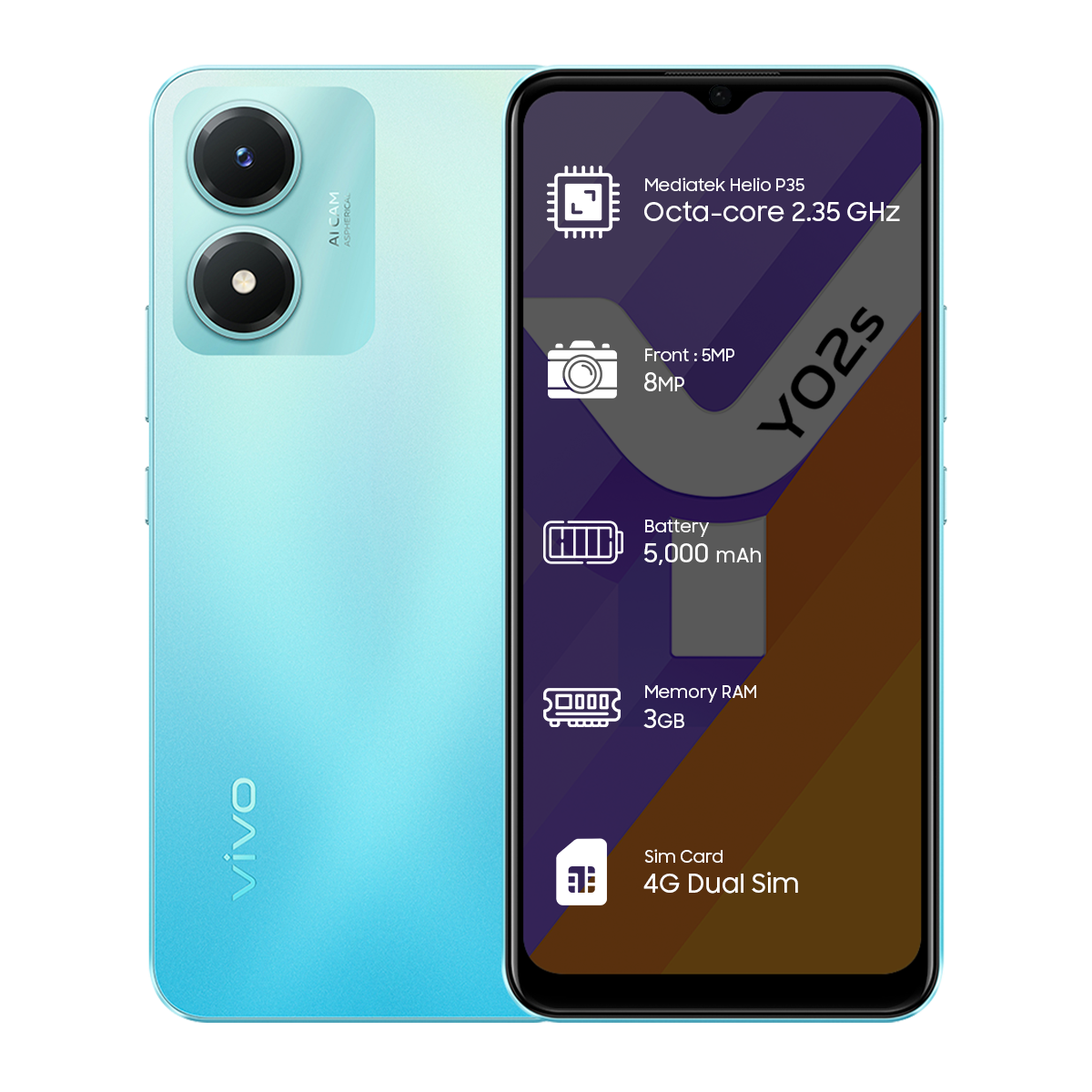 Vivo Y02S سعة 3 جيجابايت 32 جيجابايت