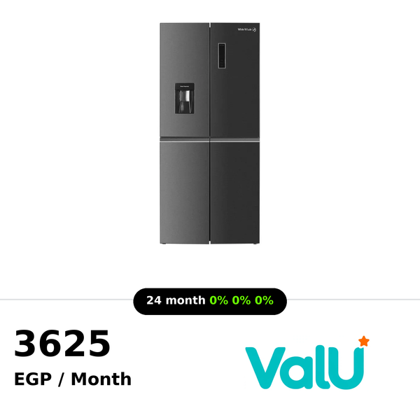 White Whale Refrigerator 435Liters 4 Doors Digital Inverter With Dispenser-  Black - WR-7399AB INV