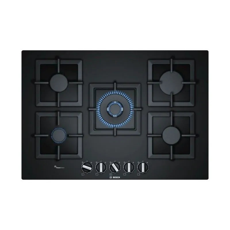 Bosch Gas Hob 5 Burners 75 cm Hard Glass Black - PPQ7A6B20