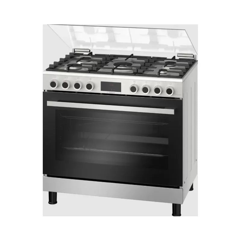 Bosch Series 6 Cooker 90 * 60 cm 5 Burners Cast Iron Stainless Steel HGP3I8W50S