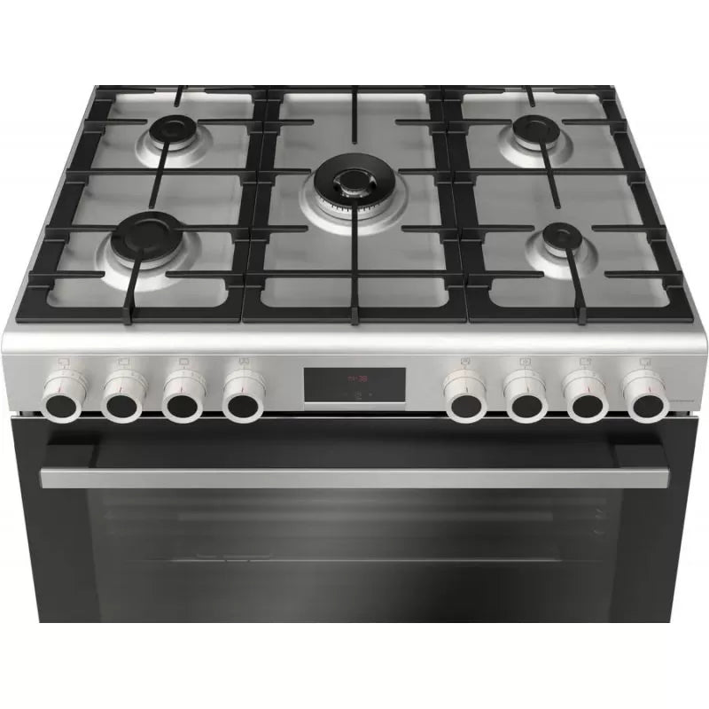 Bosch Series 6 Cooker 90 * 60 cm 5 Burners Cast Iron Stainless Steel HGP3I8W50S
