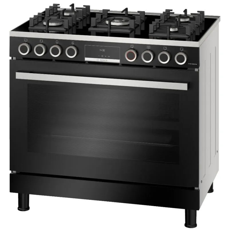 Bosch Series 8 Cooker 90 * 60 CM 5 Burners Cast Iron Digital Screen Full Safety - Black - HJYGGXV60Q