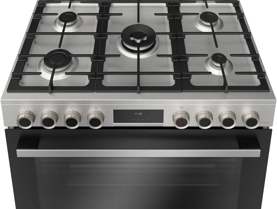 Bosch Series 8, Gas cooker, 5 Burners, 90 cm, Stainless steel – HIZ5G7W51S