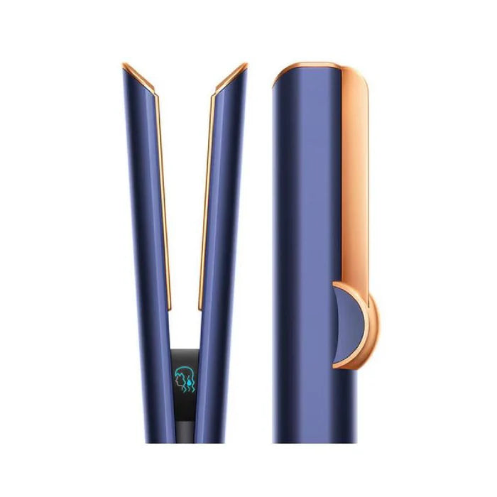 Side profile showcasing the sleek plates of the Dyson Airstrait Dryer and Straightener 1600W Blue.