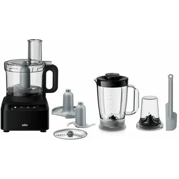 Braun PureEase Food Processor, 800 Watt, 2.1 Liter, Black - FP 3132 BK