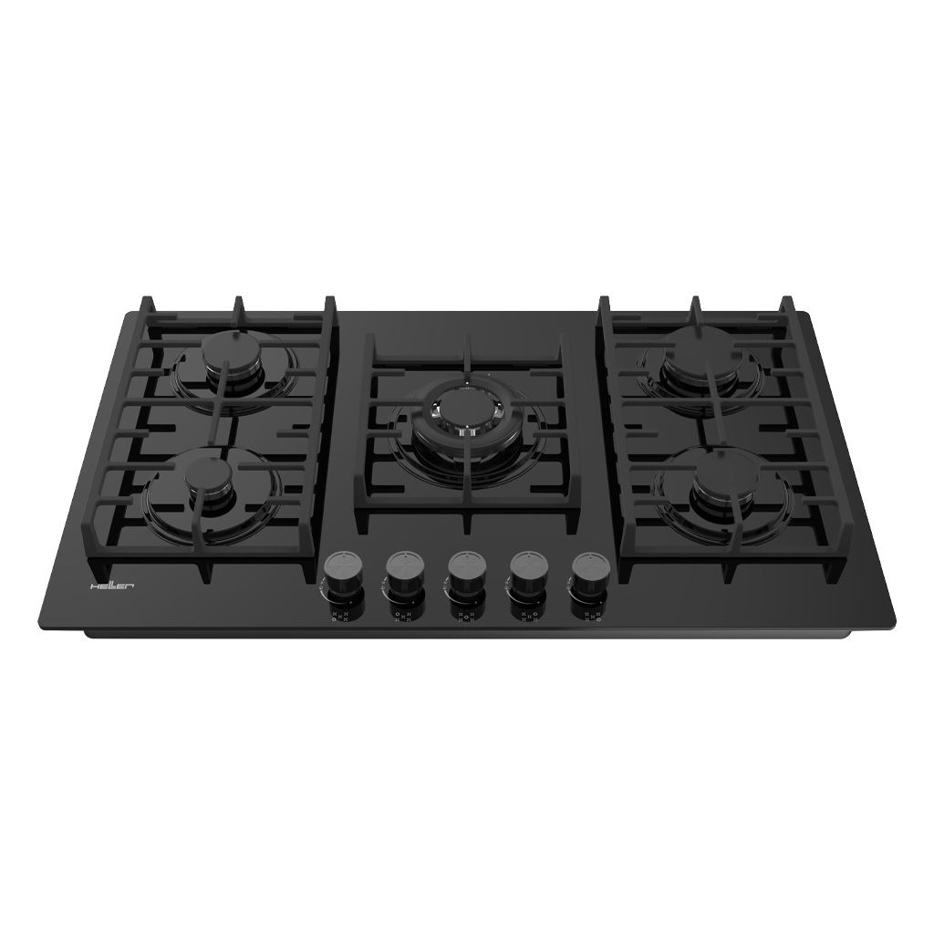 HELLER Built-In Hob 90 x 60 CM - 5 Gas Burners - Glass Black - HH9G1C0B4AEG