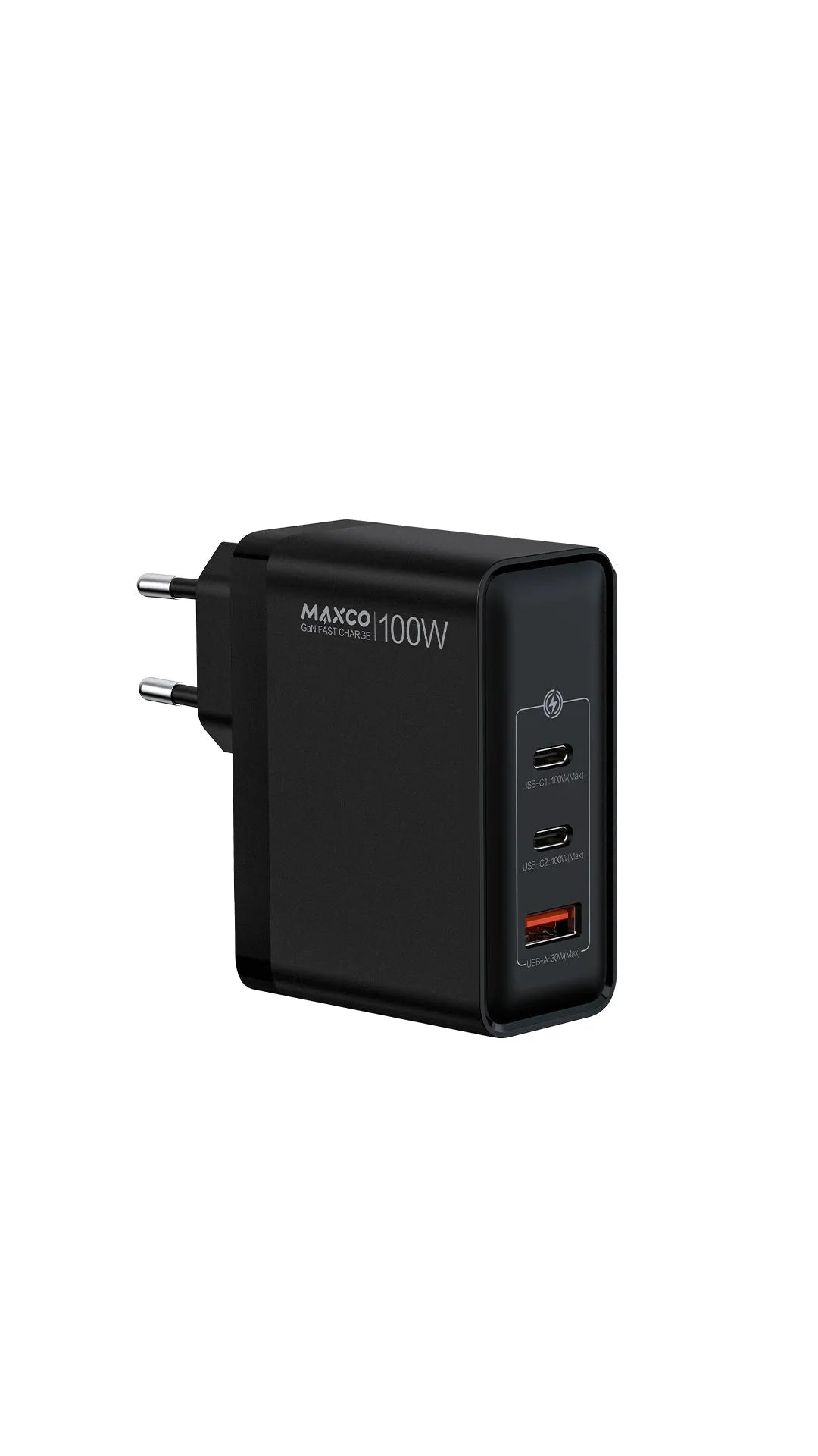 Maxco MC16E GaN Fast Charger PD 100W 3-Ports EU Plug Design Standard - Black - XPRS