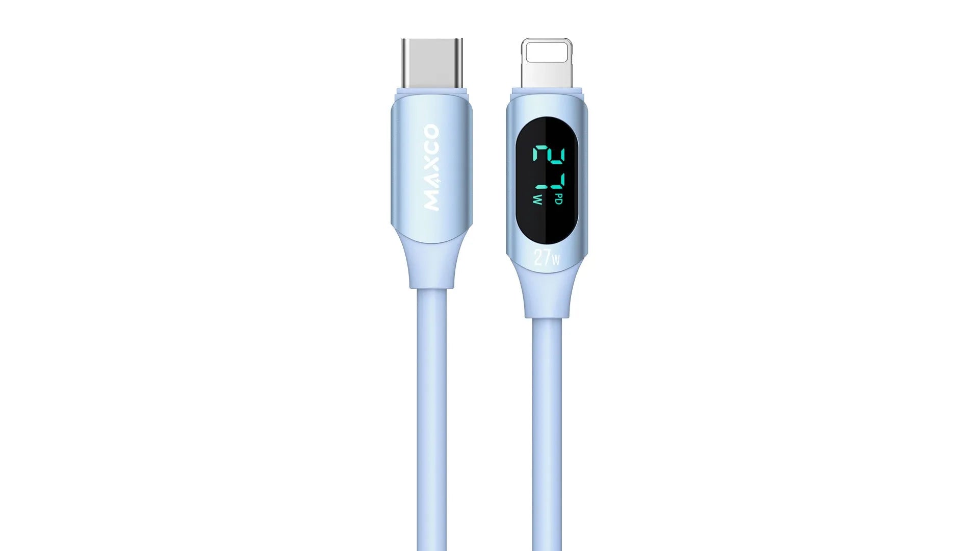 Maxco MS05CL Silicone Cable 27W Type-c to Lightning with Digital Display 120CM - Blue - XPRS