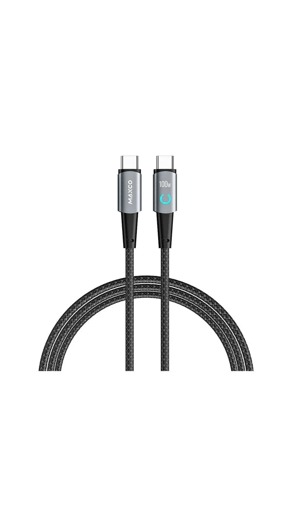 Maxco MS07CC Braided Cable 100W Type-c to Type-c with Light Display 120CM - Black Gray