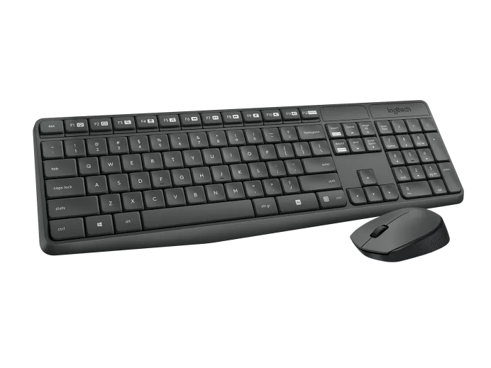 <tc>مجموعة لوحة المفاتيح والماوس اللاسلكية Logitech MK235 - باللون الأسود</tc>