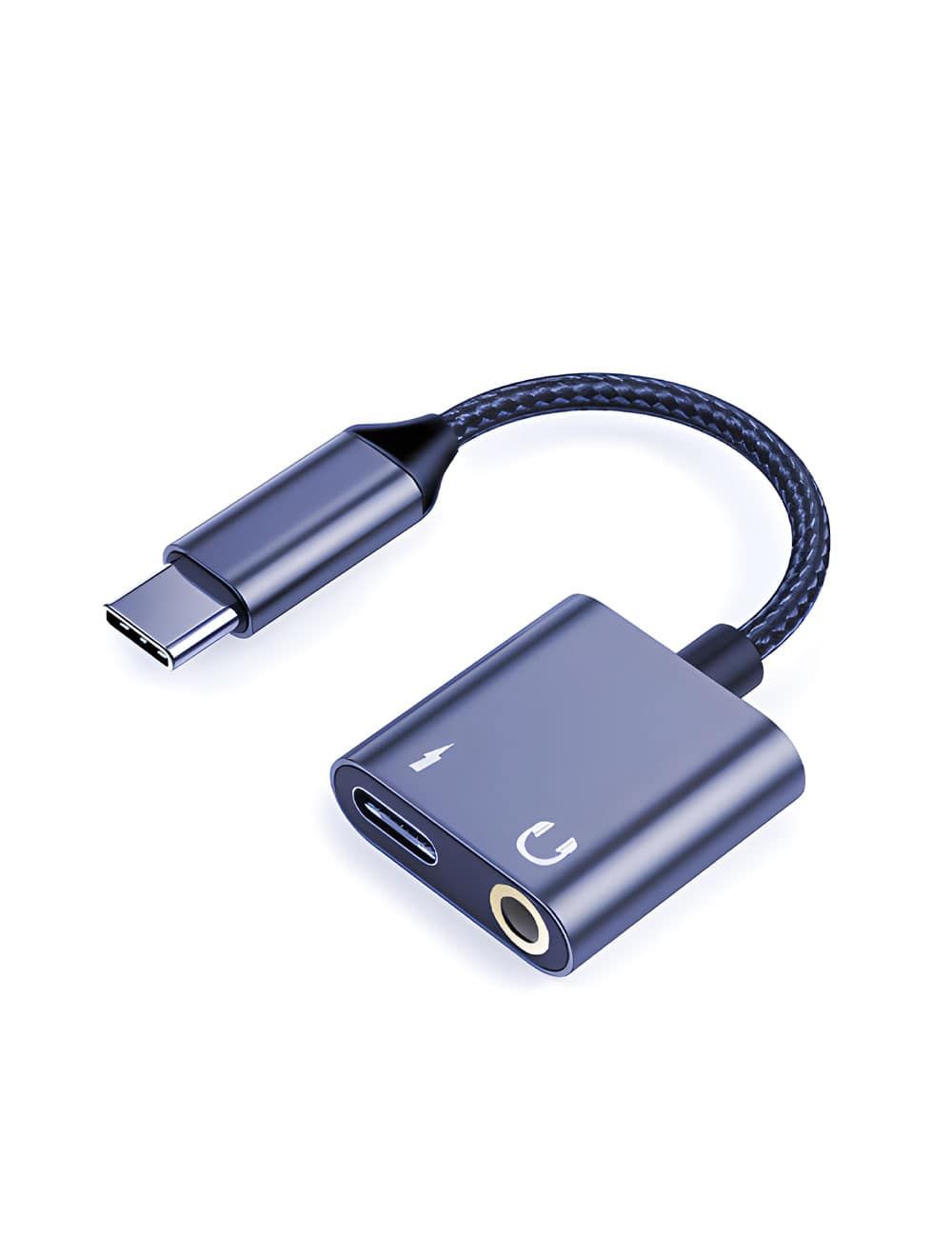 L'avvento Converter From USB-C Male To USB-C Female And AUX Female 30cm - Black