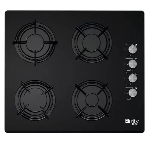 Purity Built-in Gas Hob 4 Burners Cast Iron 60CM - Glass Black - PT601GLBL