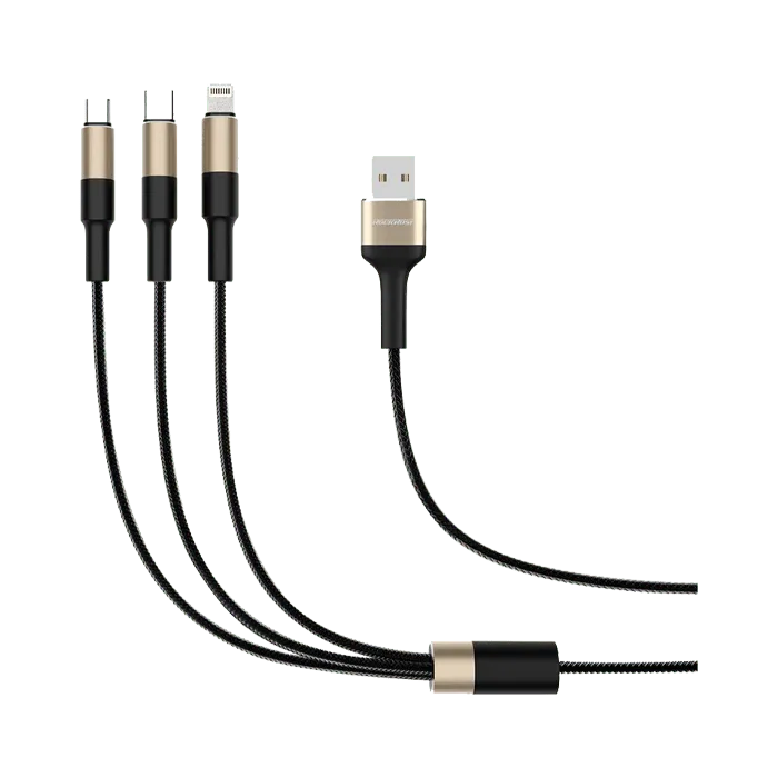 RockRose Acacia Max 3-in-1 Fast Charging Cable 3A 1.0m Multi-Connector - Black - XPRS