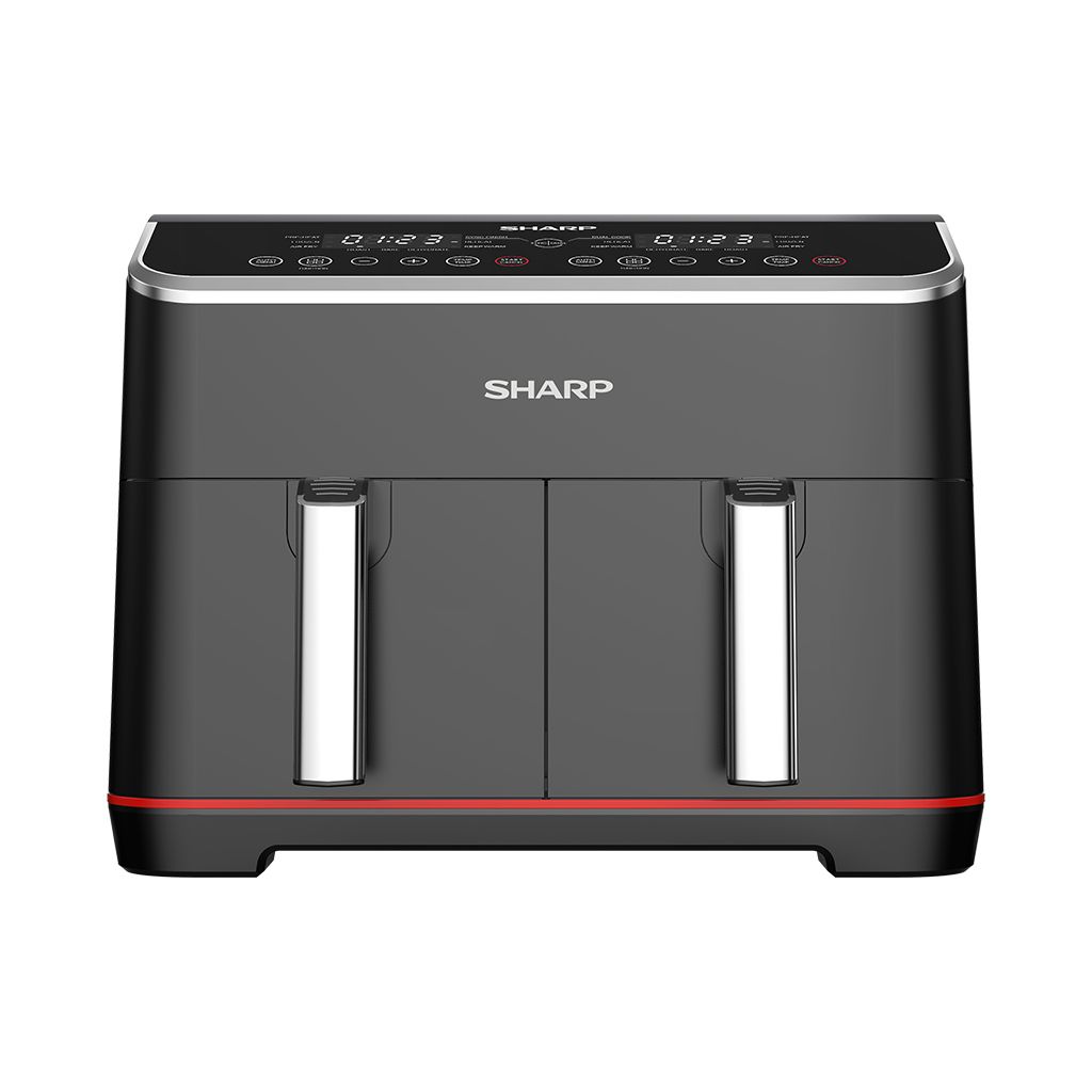 SHARP Air Fryer Dual Cook 1800 Watt 8 Liter Electronic Touch Screen Glass Panel Stainless KF-DF80RT-EK2