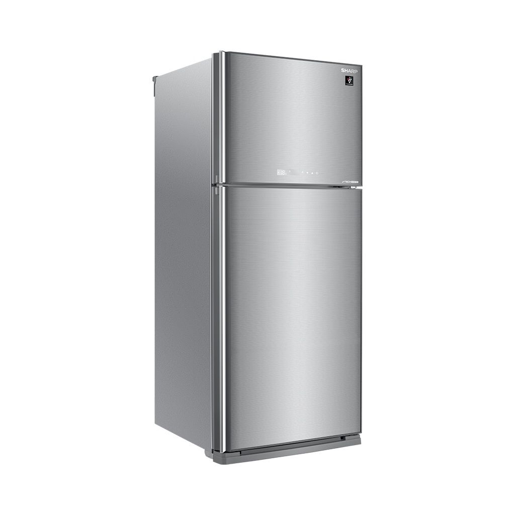 Angled perspective view of the Sharp 450 Liter Inverter No Frost Fridge Silver SJ-GV58G-SL at XPRS.