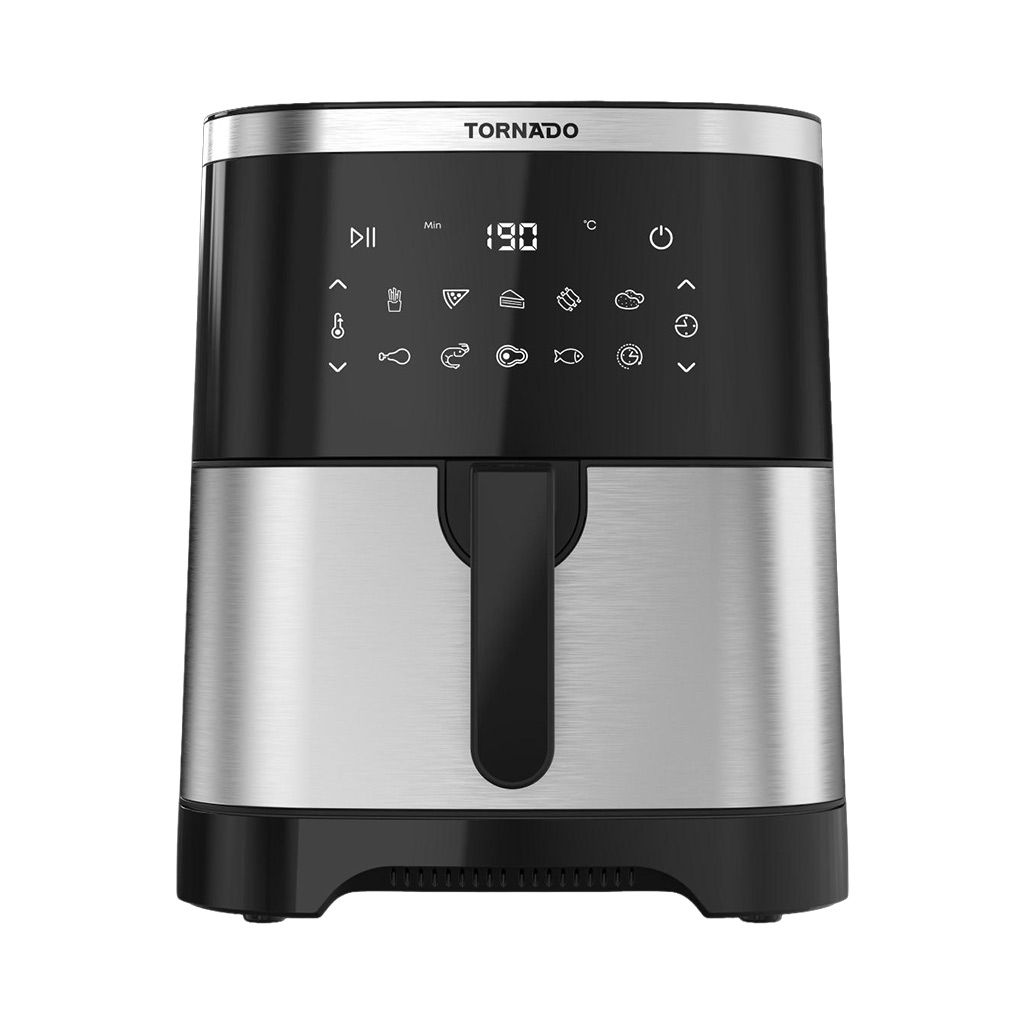 Tornado Air Fryer 1800W 8Liters Electronic Touch Screen Glass Panel - Stainless x Black - TFE-A1808TS1A